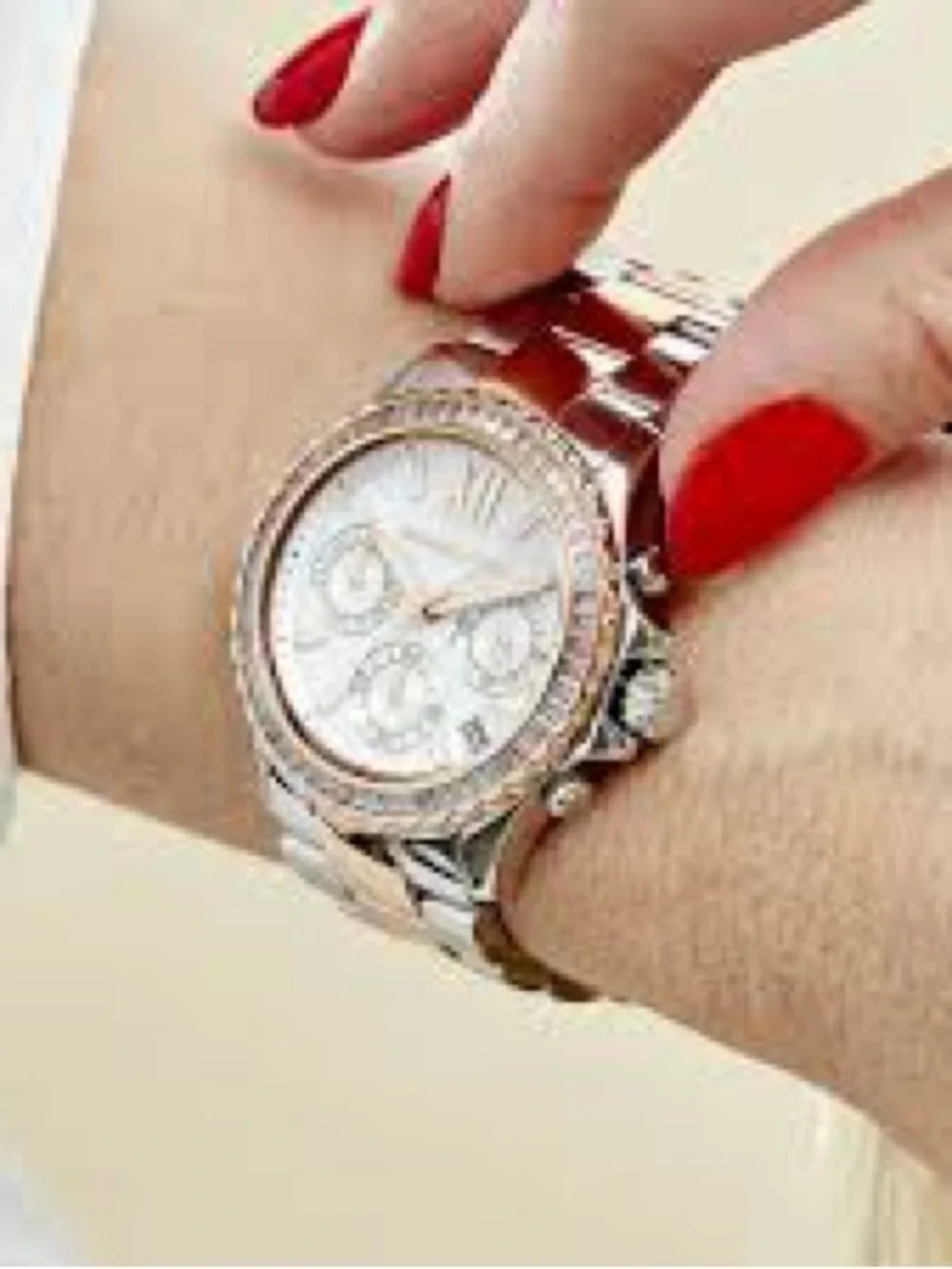 Michael Kors Rose Gold and Silver Crystal-Accented Chronograph Watch